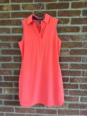 title nine sleeveless dress.  size small.  coral.  zipper.  collar lightweight